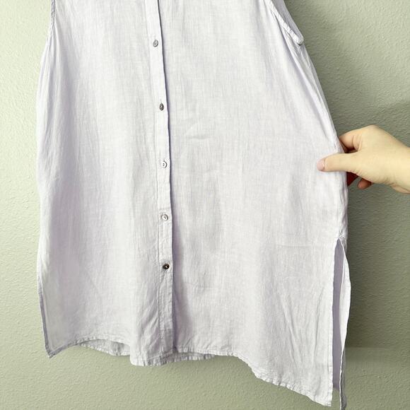 Eileen Fisher Purple Dyed Organic Handkerchief Linen Sleeveless Shirt Size Small - Picture 4 of 10